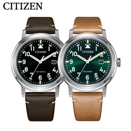 西铁城（CITIZEN）不锈钢小牛皮表带光动能男士时尚商务手表AW1620-21E 商品图5