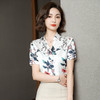 KQL  727G1807夏季V领印花衬衣修身显瘦小衫 商品缩略图1