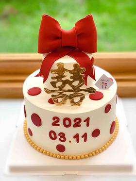 双层翻糖蝴蝶结喜奶油蛋糕 下单前请仔细阅读商品详情