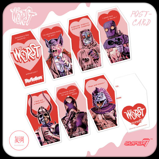 现货 Super7 The Worst 情人节限定 3.75挂卡 套装 潮玩 商品图5
