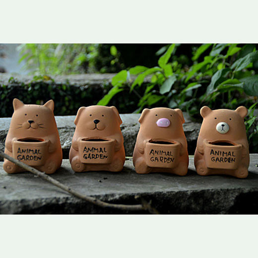 【为思礼合集】zakka花盆 花器 Q萌系列 萌宠家族 创意家居陶瓷迷你花盆 商品图3