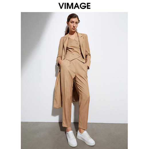 VIMAGE纬漫纪春季新款洋气通勤显瘦百搭复古小脚西装长裤女裤VA2105115 商品图1