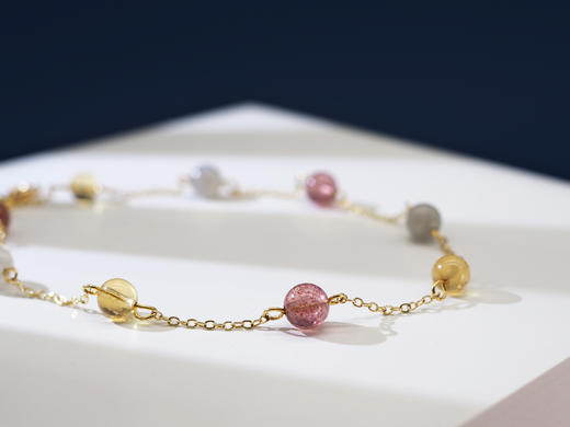 【小圆满】天然月光石黄水晶草莓晶 三得意 商品图3