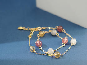 【小圆满】天然月光石黄水晶草莓晶 三得意