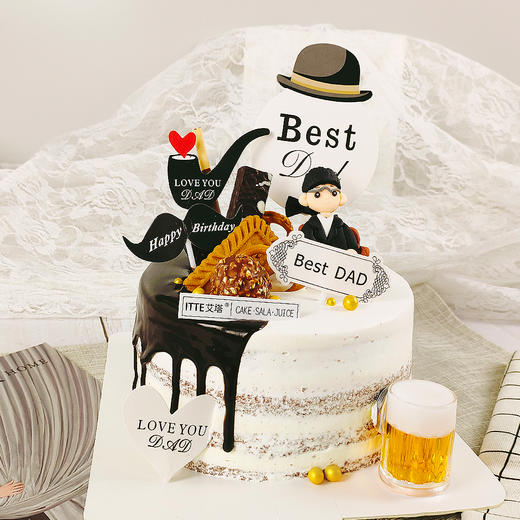 【绅士品格】淡奶油 送老公、爸爸、男朋友等   男士巧克力生日蛋糕 商品图1