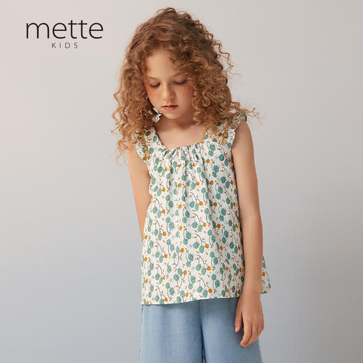 【纯棉碎花上衣】夏女童无袖上衣2021夏新款无袖吊带印花t恤 商品图0