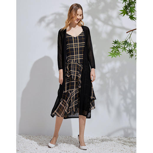 EITIE爱特爱春季新款通勤显瘦百搭简约纯色针织开衫长外套女5901616 商品图1