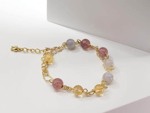 【小圆满】天然月光石黄水晶草莓晶 三得意 商品图5