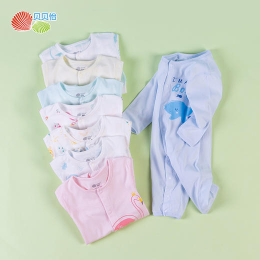 贝贝怡男女宝宝可爱印花薄长袖连体衣哈衣211L479 商品图1