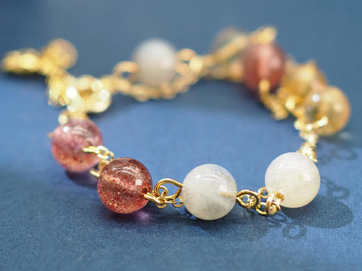 【小圆满】天然月光石黄水晶草莓晶 三得意 商品图1