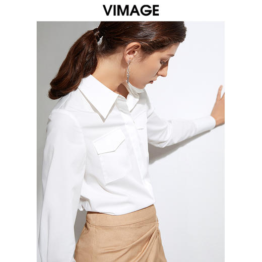 VIMAGE纬漫纪春季新款通勤气质简约直筒显瘦百搭衬衫上衣女VA2109115 商品图2