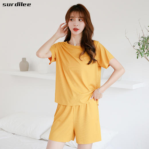 【好看更好穿，舒适到像裸穿】懒人家居纯色套装，选用阿尔卑斯冰爽削光纱柔软轻盈清肤透气，坠感显瘦，既穿既美，可居家可外穿女睡衣睡裤 商品图0