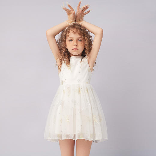【女童公主网纱裙】夏季新品女宝无袖拼接印花裙亮片绣花A字裙 商品图2