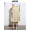 VIMAGE纬漫纪品牌女装高腰修身不规则中长裙纯色半身裙VB2106108半裙 商品缩略图3