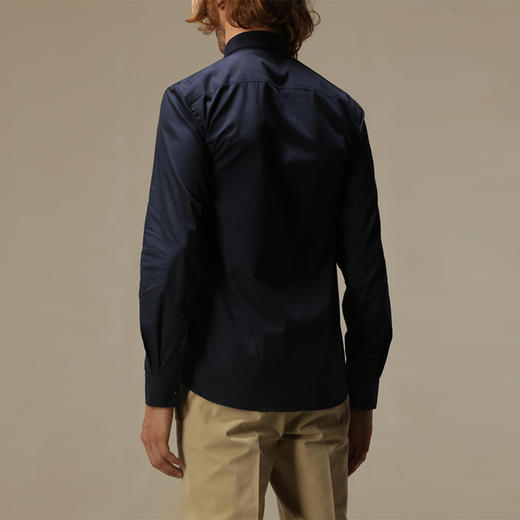 BURBERRY 巴宝莉 男士修身剪裁专属标识装饰弹力棉府绸衬衫 藏蓝色 8032306 A1222 商品图1