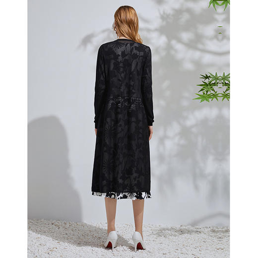 EITIE爱特爱春季新款通勤纯色简约长款薄透针织开衫外套女66101817 商品图10