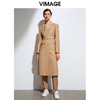 VIMAGE纬漫纪春季新款大气复古翻领显瘦收腰长款风衣外套女VA2104117 商品缩略图1