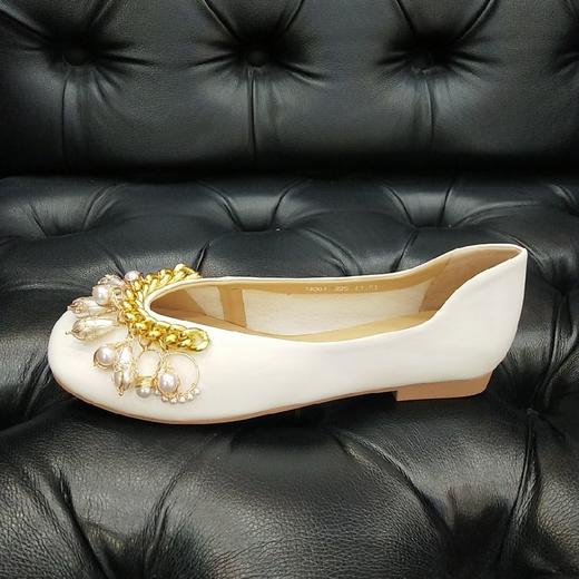 LFGJ  13001 女鞋平底仙女风真皮链条珍珠圆头瓢鞋浅口软底单鞋女 商品图11