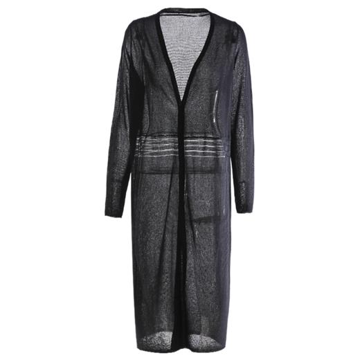 EITIE爱特爱春季新款通勤纯色简约长款薄透针织开衫外套女66101817 商品图2