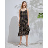 EITIE爱特爱春季新款显瘦V领洋气格纹荷叶边裙摆吊带连衣裙6107843 商品缩略图1