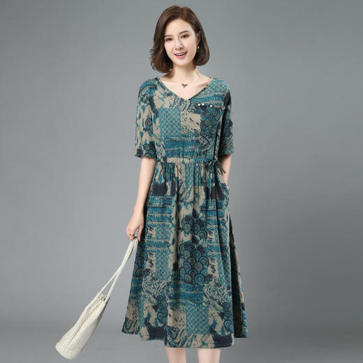 HR  WL80329新款宽松时尚印花休闲连衣裙 商品图3