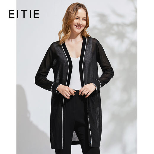 EITIE爱特爱春季新款通勤显瘦百搭舒适透气防晒针织开衫外套6101818 商品图0
