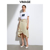 VIMAGE纬漫纪品牌女装高腰修身不规则中长裙纯色半身裙VB2106108半裙 商品缩略图1