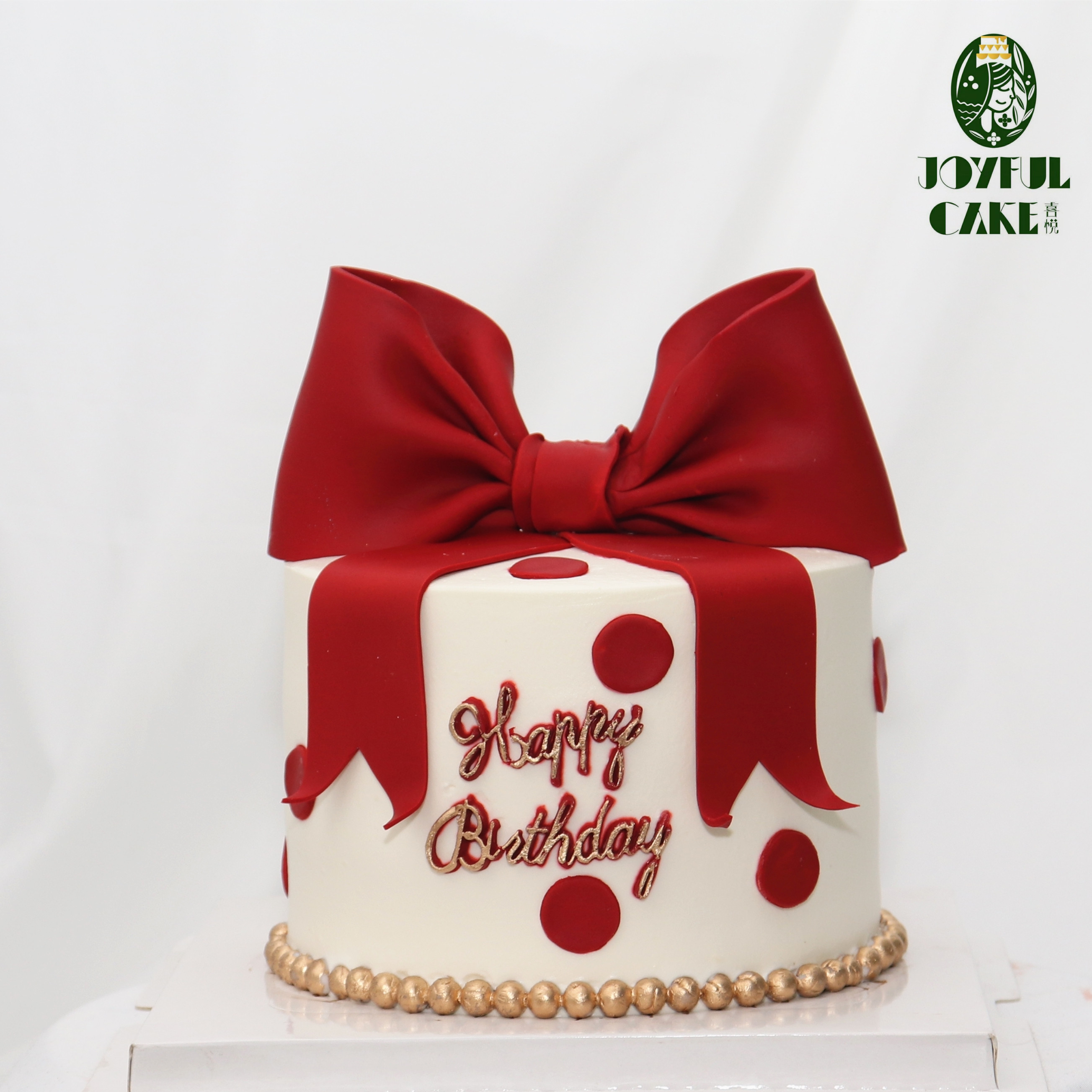 女神酒红蝴蝶结蛋糕