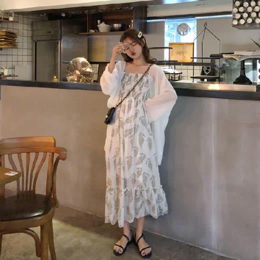 【防晒连衣裙】夏季新款防晒衣收腰显瘦碎花吊带裙超仙雪纺连衣裙学生气质仙女裙子防晒 商品图3
