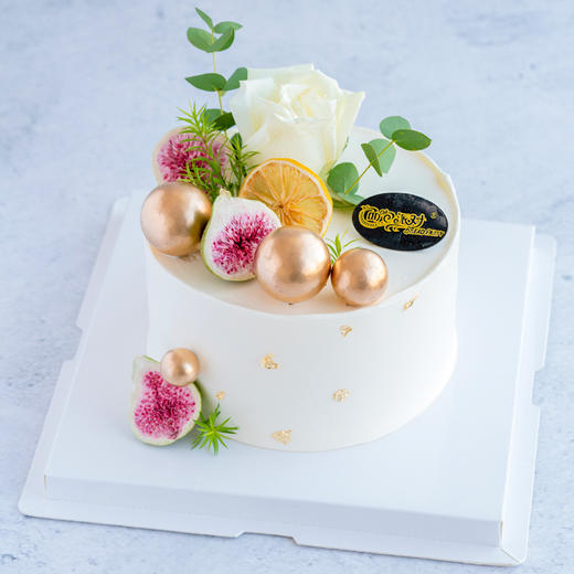 乳脂奶油蛋糕【5种夹心任选】小清新无花果白玫瑰蛋糕  乳脂奶油蛋糕015 生日蛋糕 大理同城送 商品图1