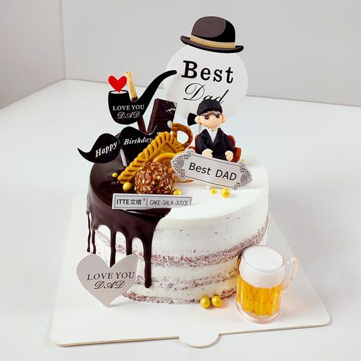 【绅士品格】淡奶油 送老公、爸爸、男朋友等   男士巧克力生日蛋糕 商品图0