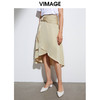 VIMAGE纬漫纪品牌女装高腰修身不规则中长裙纯色半身裙VB2106108半裙 商品缩略图2