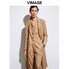 VIMAGE纬漫纪春季新款大气复古翻领显瘦收腰长款风衣外套女VA2104117 商品缩略图5
