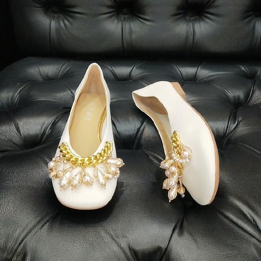 LFGJ  13001 女鞋平底仙女风真皮链条珍珠圆头瓢鞋浅口软底单鞋女 商品图8