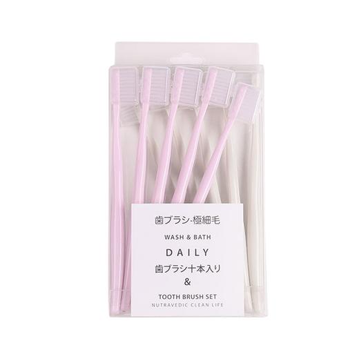 99樱花汇日本进口马卡龙成人软毛牙刷10支+10保护套/盒(粉+米) 商品图4