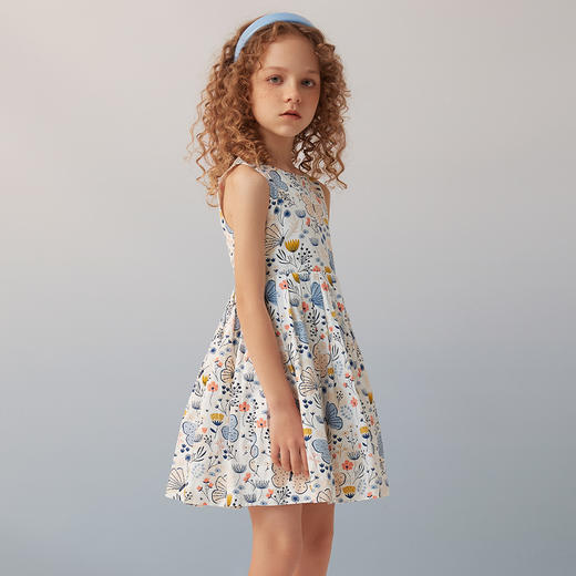 【纯棉印花露背连衣裙】夏季新品女童薄款中长款连衣裙无袖碎花露背裙 商品图2