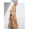 VIMAGE纬漫纪春季新款大气复古翻领显瘦收腰长款风衣外套女VA2104117 商品缩略图0