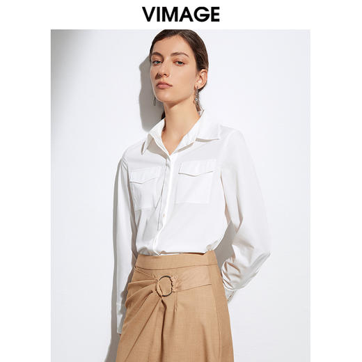 VIMAGE纬漫纪春季新款通勤气质简约直筒显瘦百搭衬衫上衣女VA2109115 商品图5