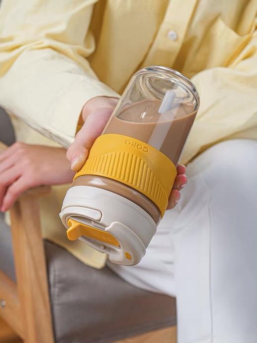 CAKA茶卡玻璃杯女水杯便携带吸管奶茶杯泡网红可爱双饮咖啡杯子男 商品图2