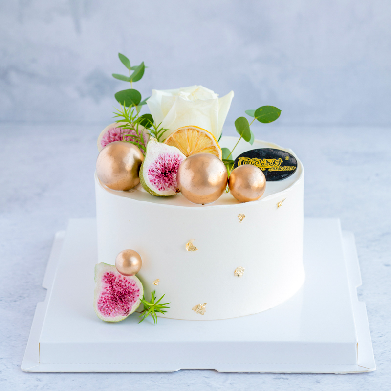 乳脂奶油蛋糕【5种夹心任选】小清新无花果白玫瑰蛋糕  乳脂奶油蛋糕015 生日蛋糕 大理同城送