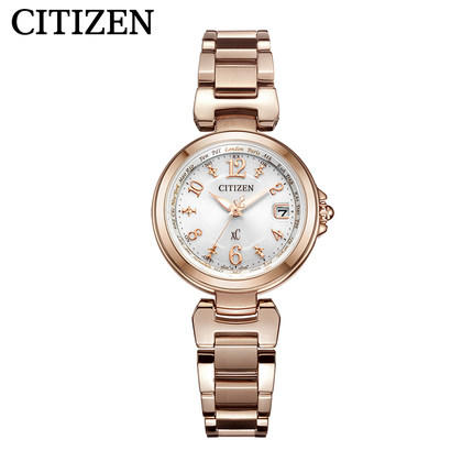 西铁城光动能电波对时不锈钢镀樱花粉色女表 EC1037-51A 商品图2