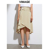 VIMAGE纬漫纪品牌女装高腰修身不规则中长裙纯色半身裙VB2106108半裙 商品缩略图0