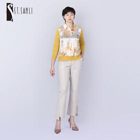 圣三利女装拼接款长袖针织衫SL121M04