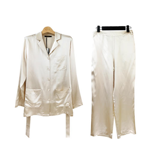 【19姆米】100%桑蚕丝上下套女长袖睡衣 家居服  80011268 商品图1