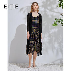 EITIE爱特爱春季新款通勤显瘦百搭简约纯色针织开衫长外套女5901616