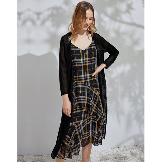 EITIE爱特爱春季新款通勤显瘦百搭简约纯色针织开衫长外套女5901616 商品图2