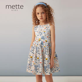 【纯棉印花露背连衣裙】夏季新品女童薄款中长款连衣裙无袖碎花露背裙