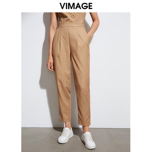 VIMAGE纬漫纪春季新款洋气通勤显瘦百搭复古小脚西装长裤女裤VA2105115 商品图0