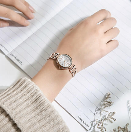 西铁城光动能电波对时不锈钢镀樱花粉色女表 EC1037-51A 商品图7