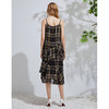 EITIE爱特爱春季新款显瘦V领洋气格纹荷叶边裙摆吊带连衣裙6107843 商品缩略图4